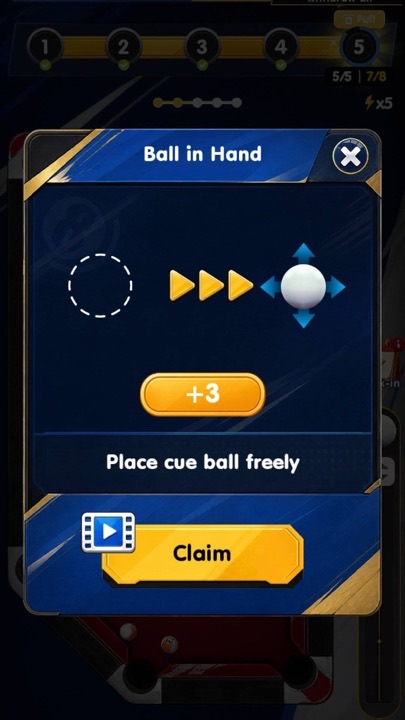 Ball in Hand reward screen